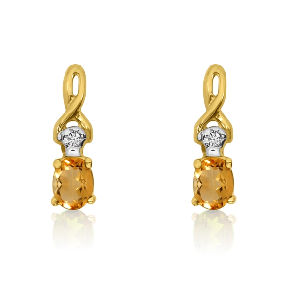14k Yellow Gold Oval Citrine and Diamond Earrings Davidson Jewelers East Moline, IL