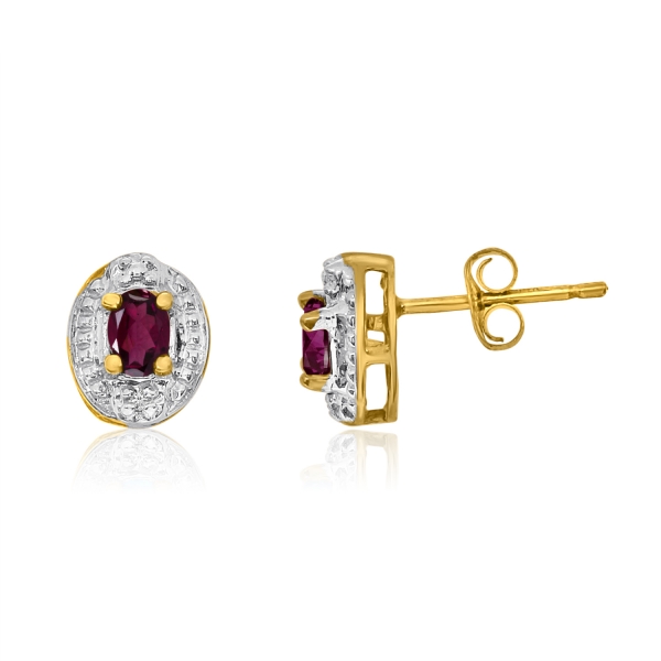14k Yellow Gold Ruby Earrings with Diamonds Davidson Jewelers East Moline, IL