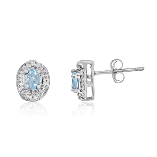 14k White Gold Aquamarine Earrings with Diamonds Davidson Jewelers East Moline, IL