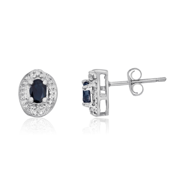 14k White Gold Sapphire Earrings with Diamonds Davidson Jewelers East Moline, IL