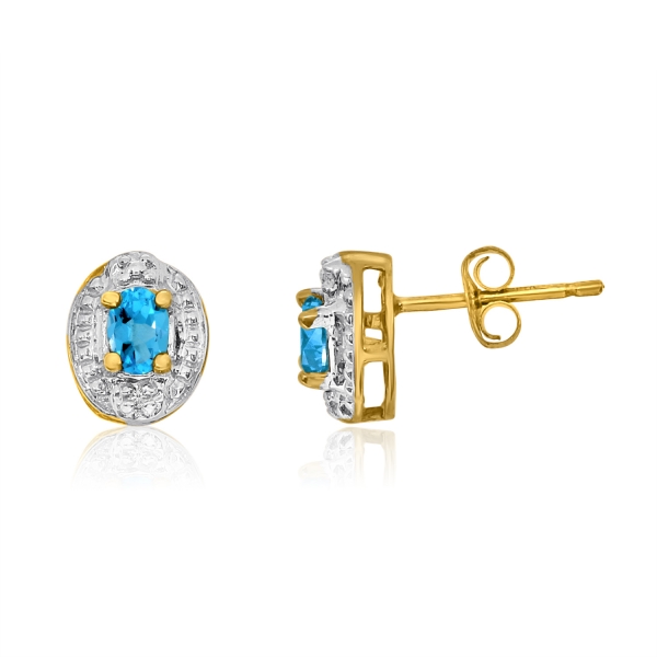 14k White Gold Blue Topaz Earrings with Diamonds Davidson Jewelers East Moline, IL