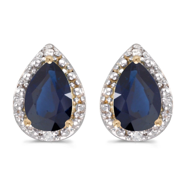 10k Yellow Gold Pear Sapphire And Diamond Earrings Davidson Jewelers East Moline, IL
