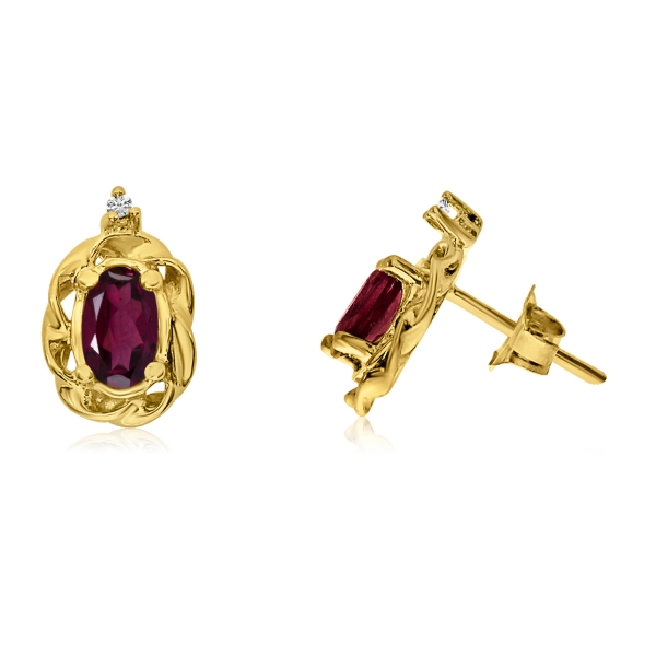 14k Yellow Gold Ruby Scroll Diamond Earrings Davidson Jewelers East Moline, IL
