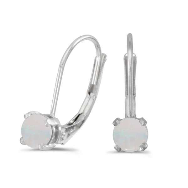 14k White Gold Round Opal Lever-back Earrings Davidson Jewelers East Moline, IL