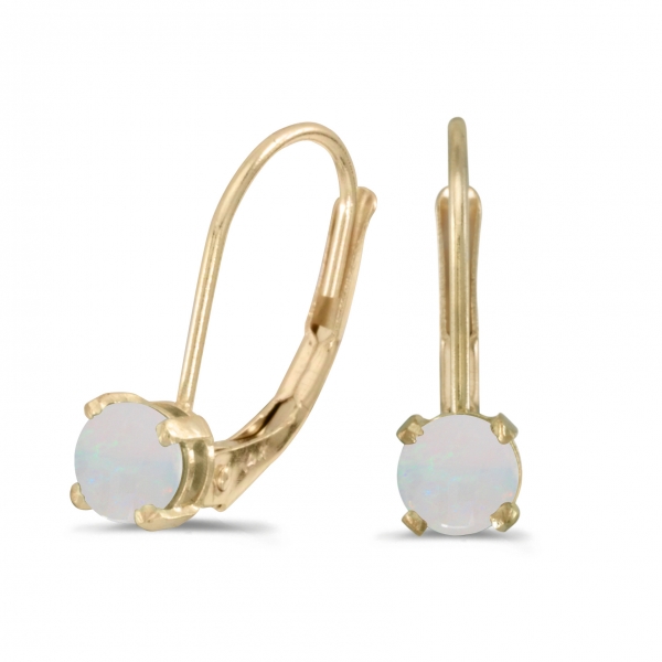 14k Yellow Gold Round Opal Lever-back Earrings Davidson Jewelers East Moline, IL