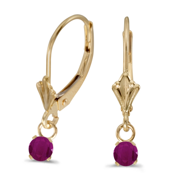 14k Yellow Gold Round Ruby Lever-back Earrings Davidson Jewelers East Moline, IL