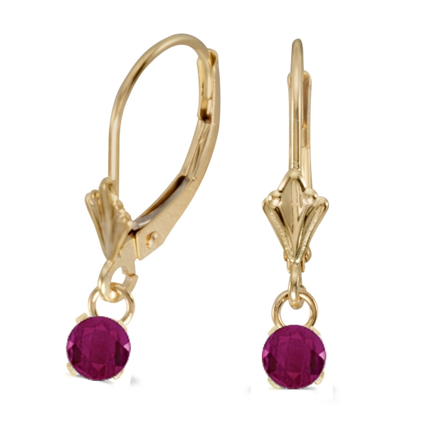 10k Yellow Gold 5mm Round Genuine Ruby Lever-back Earrings Davidson Jewelers East Moline, IL