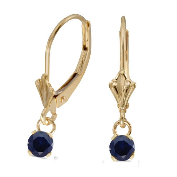 14k Yellow Gold 5mm Round Genuine Sapphire Lever-back Earrings Davidson Jewelers East Moline, IL