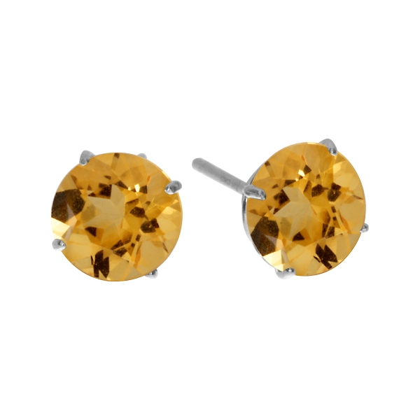6mm Round 14k White Gold Citrine Stud Earrings