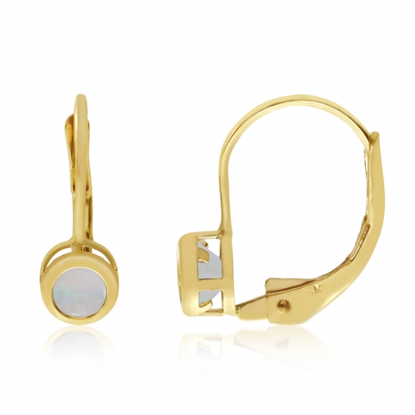 14k Yellow Gold 4mm Opal Bezel Leverback Earrings Davidson Jewelers East Moline, IL