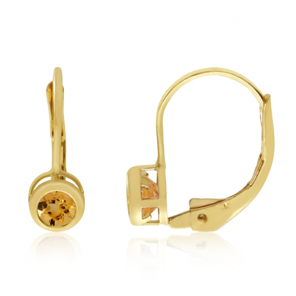 14k Yellow Gold 4mm Citrine Bezel Leverback Earrings Davidson Jewelers East Moline, IL