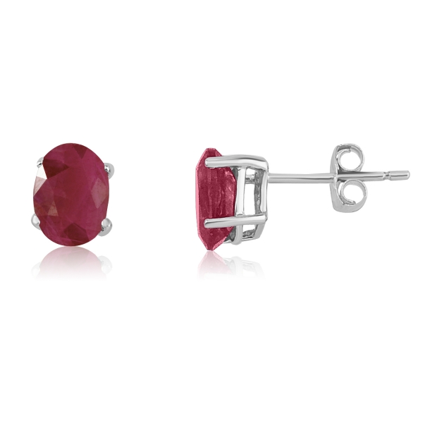 14k White Gold Oval Ruby Stud Earring Davidson Jewelers East Moline, IL