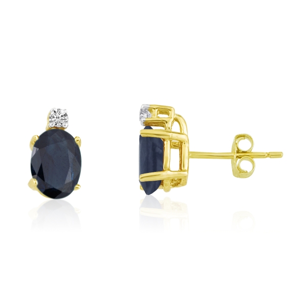 14k Yellow Gold Oval Sapphire and Diamond Earrings E602109 Jimmy