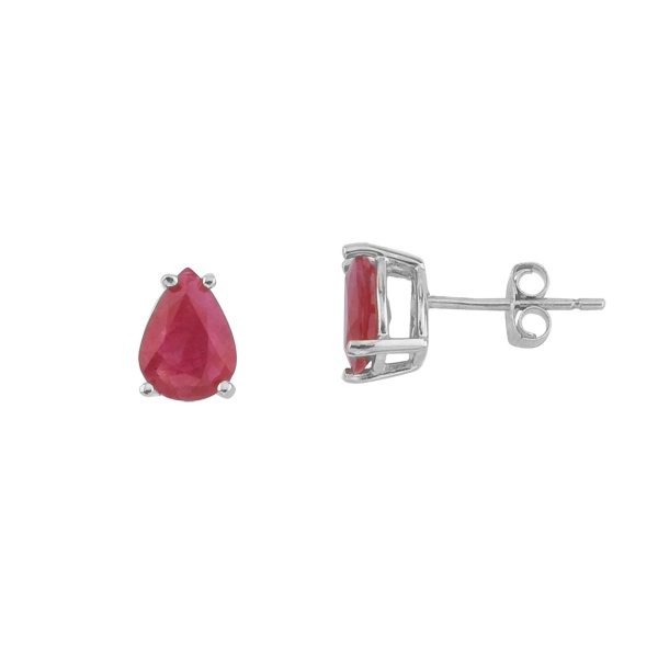 14k Whiite Gold Pear Shaped Ruby Earrings Davidson Jewelers East Moline, IL
