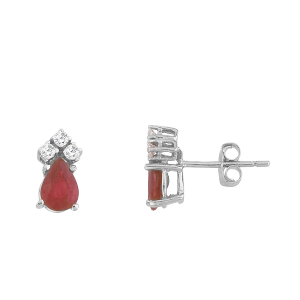 14k White Gold Ruby And Diamond Pear Shaped Earrings Davidson Jewelers East Moline, IL
