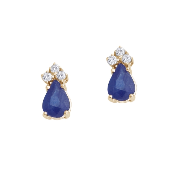 14k Yellow Gold Sapphire And Diamond Pear Shaped Earrings Davidson Jewelers East Moline, IL