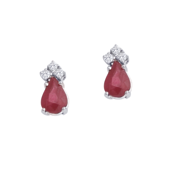 14k White Gold Ruby And Diamond Pear Shaped Earrings Davidson Jewelers East Moline, IL
