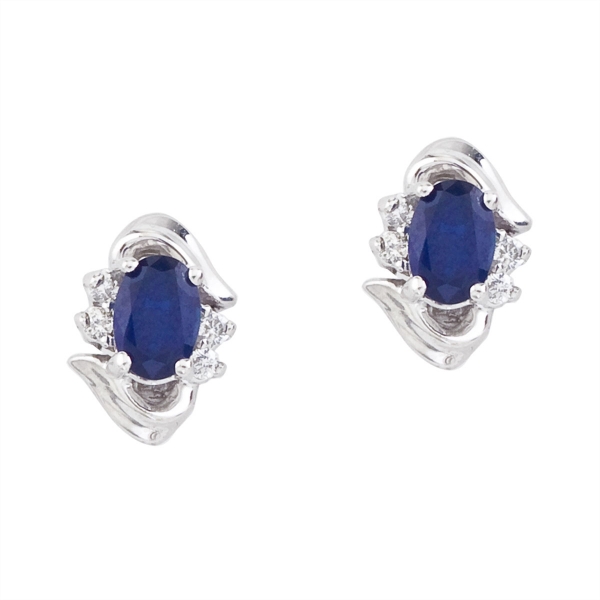 14k White Gold Sapphire And Diamond Earrings Davidson Jewelers East Moline, IL