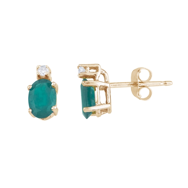 14k Yellow Gold Emerald And Diamond Earrings Davidson Jewelers East Moline, IL