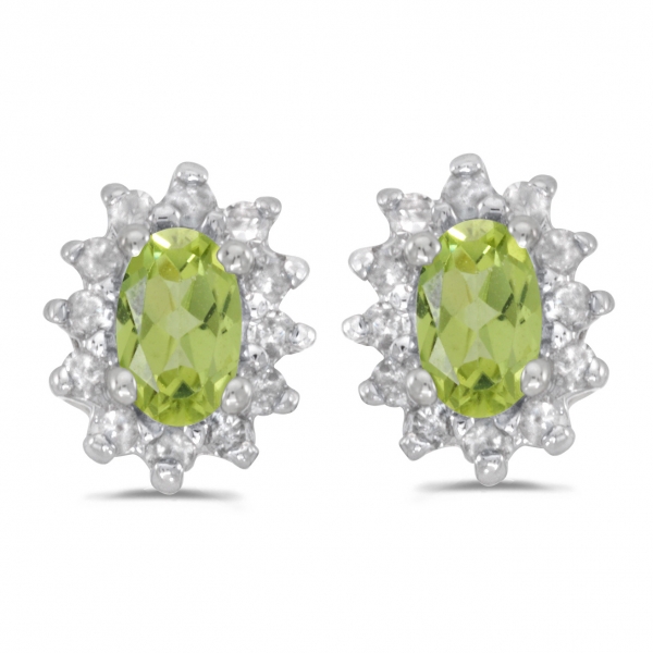 10k White Gold Oval Peridot And Diamond Earrings E6410w 08 Karen S 10k White Gold Oval Peridot And Diamond Earrings Karen S Jewelers Oak Ridge