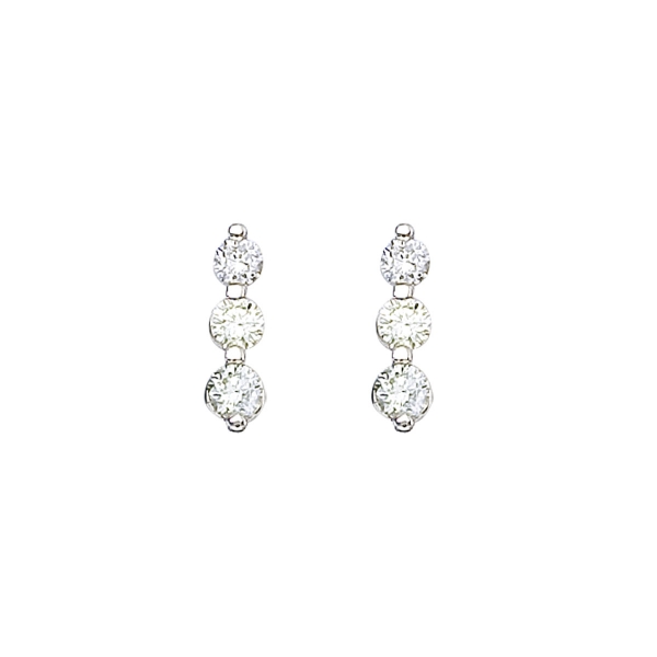 14k White Gold .50 ct 3 Stone Diamond Earring Davidson Jewelers East Moline, IL