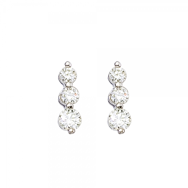 14k White Gold 1 ct 3 Stone Diamond Earring Davidson Jewelers East Moline, IL