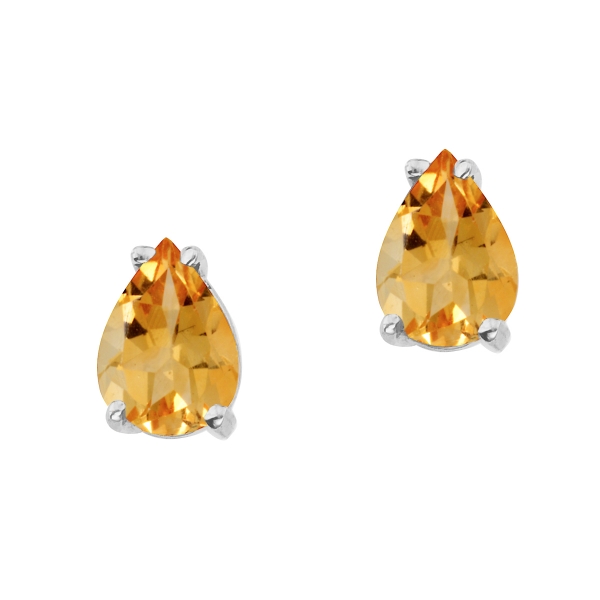 14k White Gold Pear Shaped Citrine Earrings Davidson Jewelers East Moline, IL