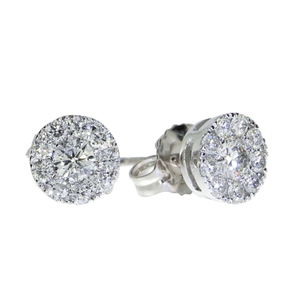 14K White Gold .51 ct Diamond Cluster Stud Earrings Davidson Jewelers East Moline, IL