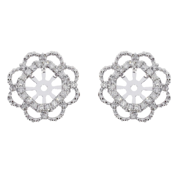 14K White Gold Diamond  Flower Earring Jackets Davidson Jewelers East Moline, IL