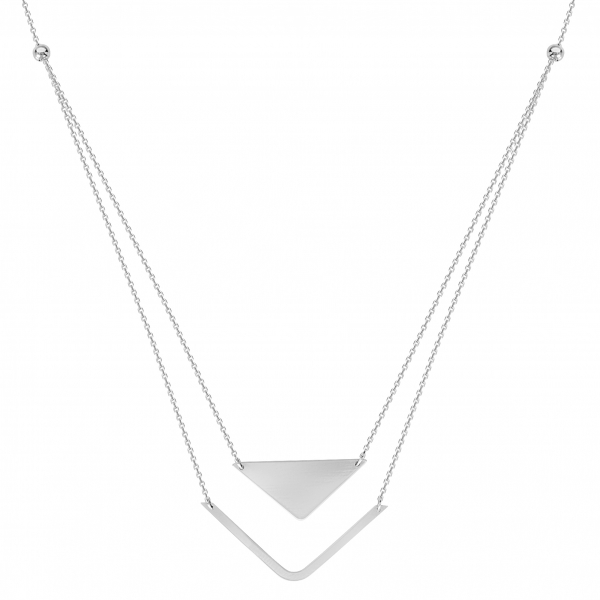 14K White Gold Double Layer Geometric Necklace Davidson Jewelers East Moline, IL
