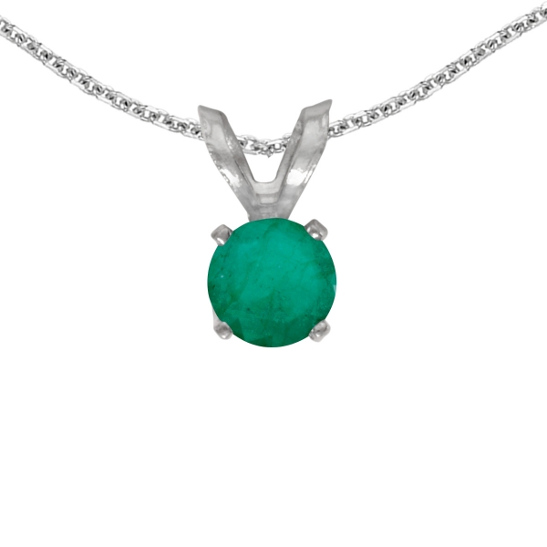 14k White Gold Round Emerald Pendant Davidson Jewelers East Moline, IL