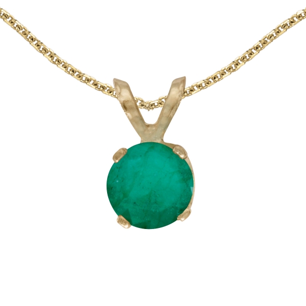 14k Yellow Gold Round Emerald Pendant Davidson Jewelers East Moline, IL