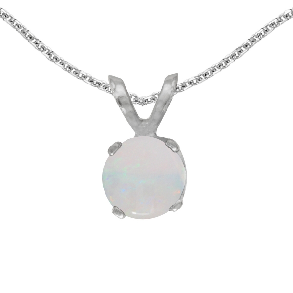 14k White Gold Round Opal Pendant Davidson Jewelers East Moline, IL