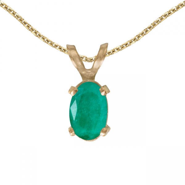 14k Yellow Gold Oval Emerald Pendant Davidson Jewelers East Moline, IL