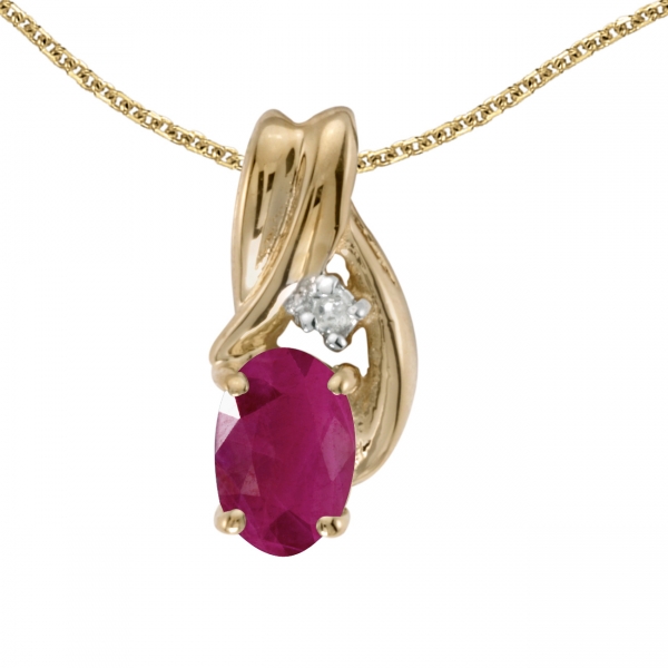 10k Yellow Gold Oval Ruby And Diamond Pendant Davidson Jewelers East Moline, IL