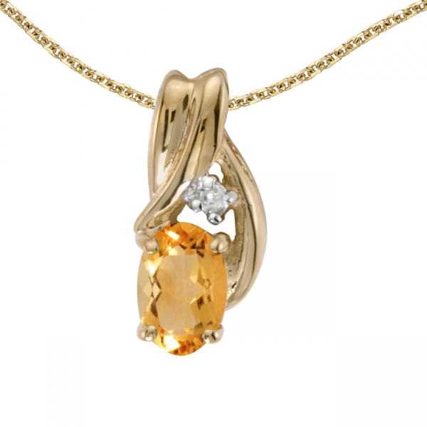 10k Yellow Gold Oval Citrine And Diamond Pendant Davidson Jewelers East Moline, IL