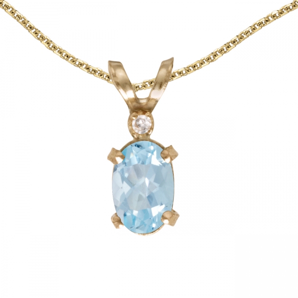 14k Yellow Gold Oval Aquamarine And Diamond Filagree Pendant Davidson Jewelers East Moline, IL