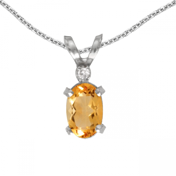 14k White Gold Oval Citrine And Diamond Filagree Pendant Davidson Jewelers East Moline, IL