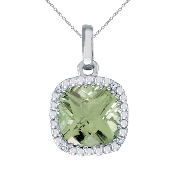 green amethyst and diamond pendant