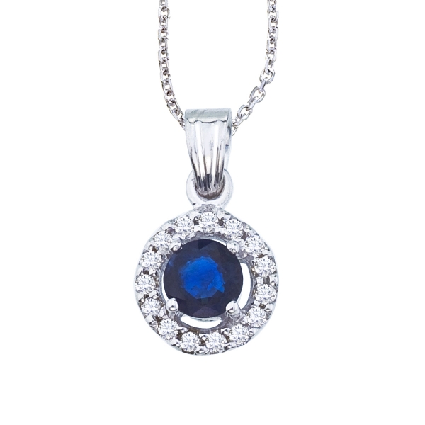 round sapphire pendant