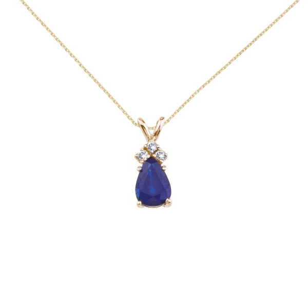 14k Yellow Gold Pear Shaped Sapphire And 05 Ct Diamond Pend - Natural Sapphire Diamond Pendant 14k Yellow Gold Pear Shaped Sapphire And 05 Ct Diamond Pend - Natural Sapphire Diamond Pendant
