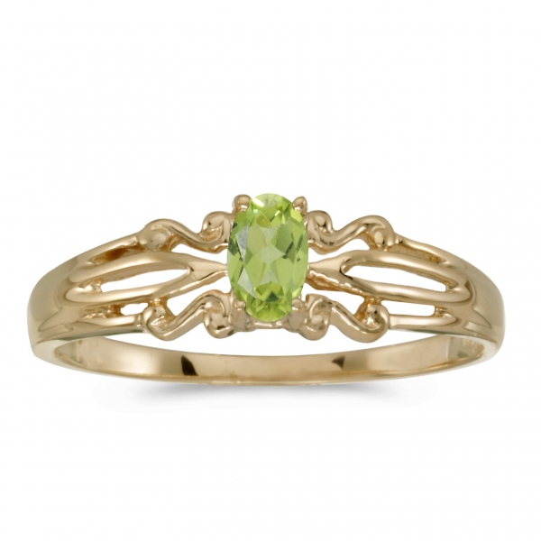 Color Merchants 10k Yellow Gold Oval Peridot Ring Rm1058 08 Atlanta West Jewelry Douglasville Ga