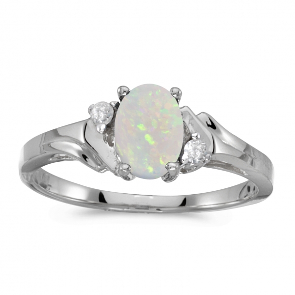  14k  White  Gold  Oval Opal  And Diamond Ring  RM1248XW 10 