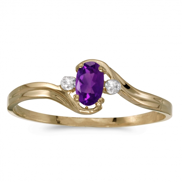 Details about   10k White Gold Oval Amethyst And Diamond Ring 