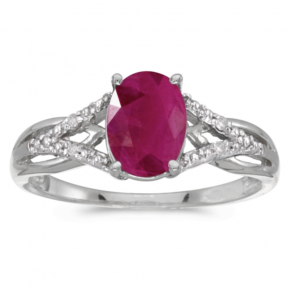 10k White Gold Oval Ruby And Diamond Ring Rm2620w 07 Mk Diamonds Nyc New York Ny