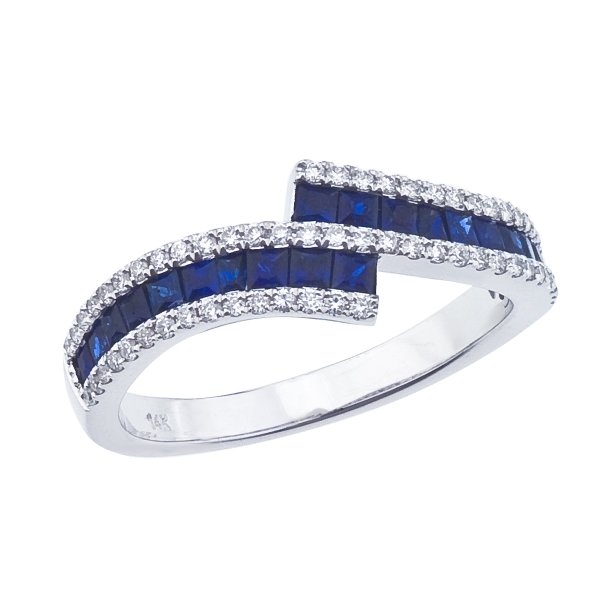 sapphire and diamond bypass ring