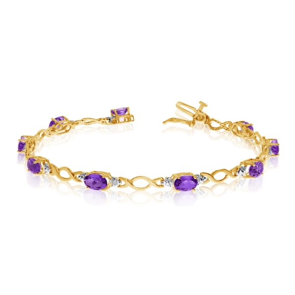 amethyst and diamond gold bracelet