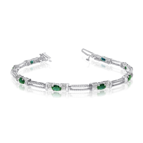 14k White Gold Natural Emerald And 