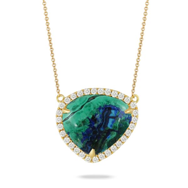 18K Yellow Gold Azurite-Malachite Necklace Saxons Fine Jewelers Bend, OR
