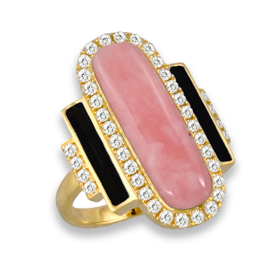18K Yellow Gold Pink Opal Fashion Ring John Herold Jewelers Randolph, NJ